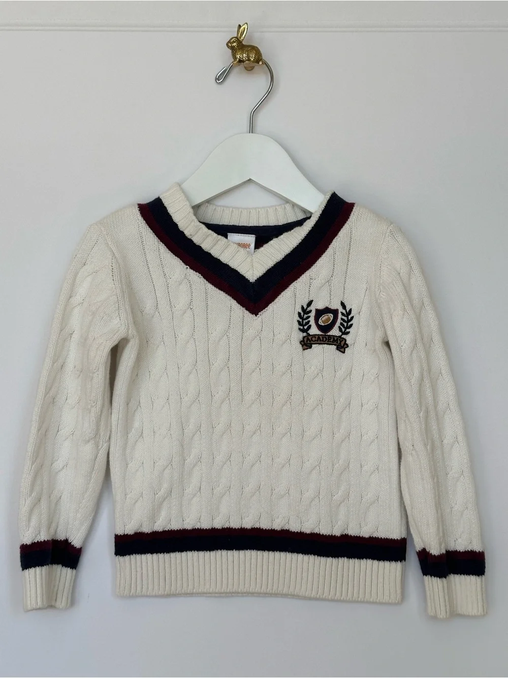 Gymboree | Kids Cable Knit Varsity Sweater - Campus Cuties - White